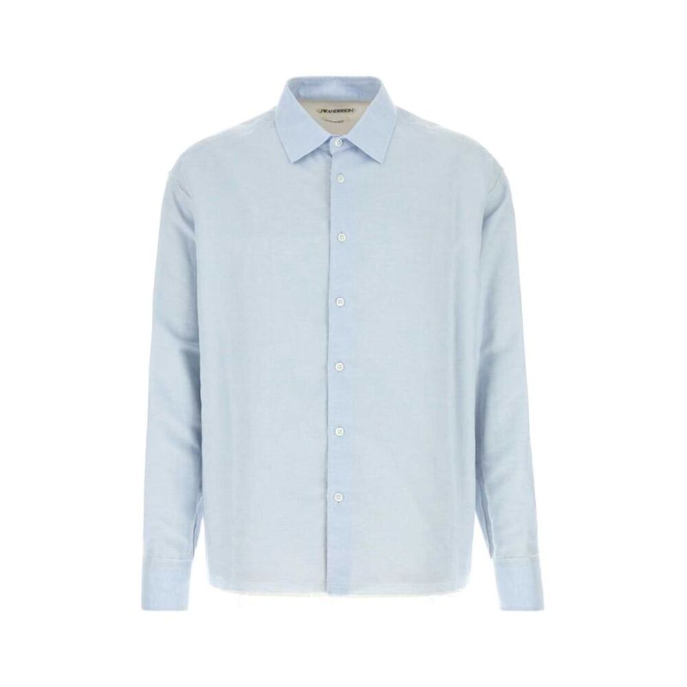 Jw Anderson Men Light Blue Linen Blend Shirt